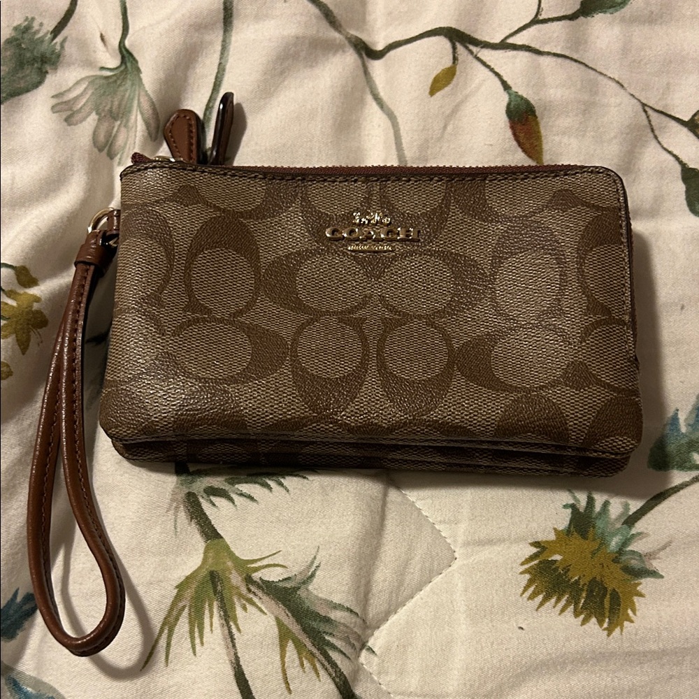 Coach Signature Brown Wristlet